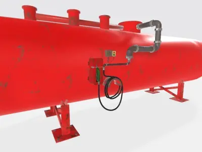 long industrial cylinder tank 3D model