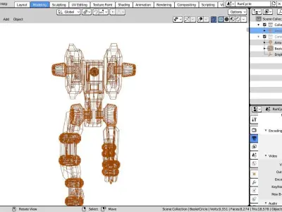 Voxel Mech Low-poly 3D model