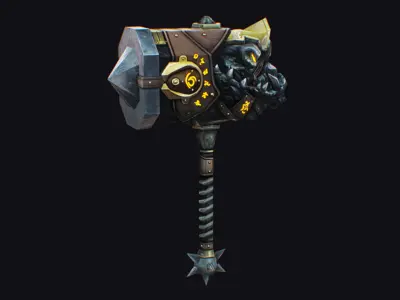 Hammer Mace Maul Bludgeon Mallet Breaker Sledgehammer Melee  Low-poly 3D model