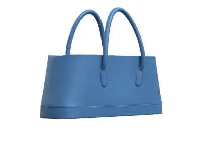 Blue Leather Big Tote Bag 3D model