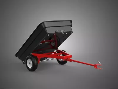 TILTING BED POLY DECK TOW TRAILER CARGO CART TRACTOR LAWN MOWER 3D model