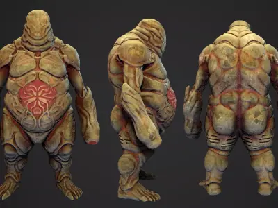 Alien Gunner Horror - 3D character enemy npc lowpoly game ready Low-poly 3D model