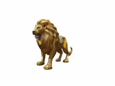 The Golden Lion Is A Majestic Symbol Of Power 3d Render 3D model purchase