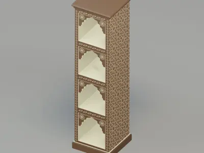  Moroccan wooden bookshelf  3D model