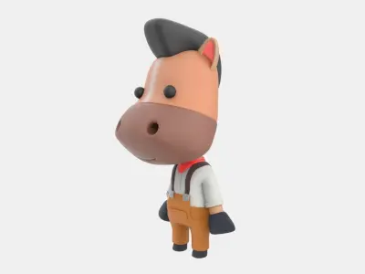 Cute Horse 3D Illustration 3D model buy