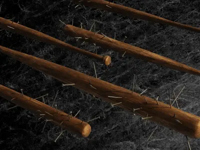 POST APOCALYPTIC MELEE WEAPON NAILED BAT Low-poly 3D model