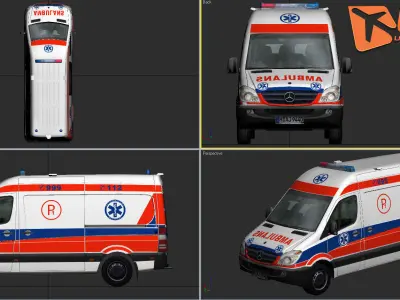 Mercedes benz Sprinter Ambulance Low-poly 3D model
