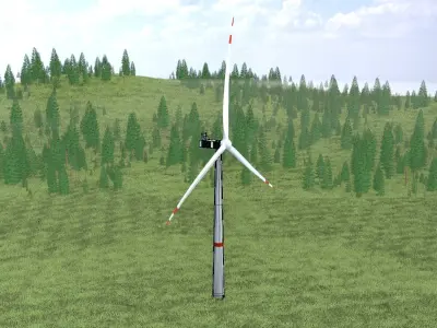 Wind turbine V1 H-115 RD 172 m with animation Low-poly 3D model