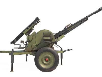 ZU-23-2 Pilica rocket-artillery set anti-aircraft Low-poly 3D model
