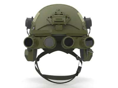 Tactical Ballistic Helmet Digital Camo with Fur Green 3D model