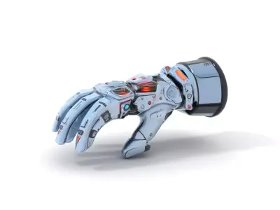 Futuristic Robotic Arm Model Pack with LED Accents Low-poly 3D model