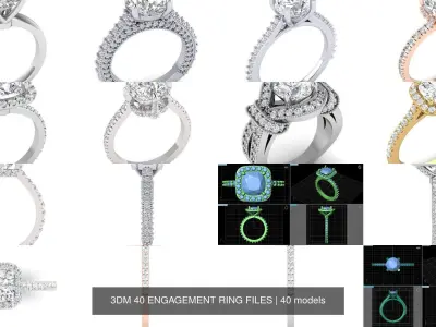 3DM 40 ENGAGEMENT RING FILES 3D Model Pack