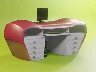 Table office desk with plastic part 2 3D model