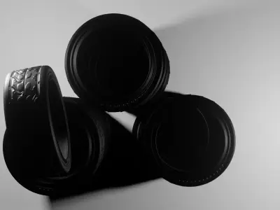 Tire pack and rim 3D Low-poly 3D model