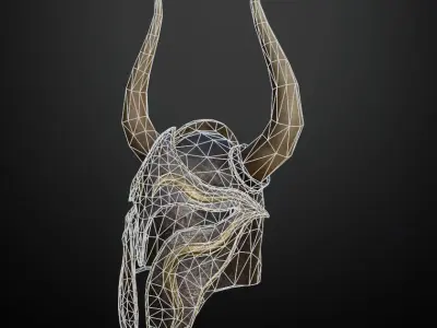 HELMET3 Game Ready helmet with horns Low-poly 3D model