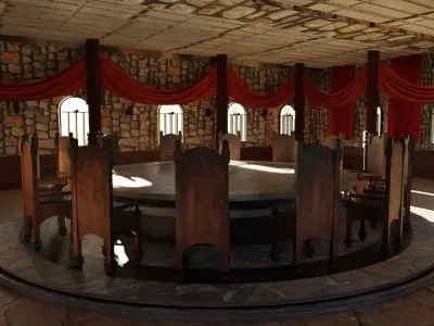 Council Hall - Round Table Low-poly 3D model