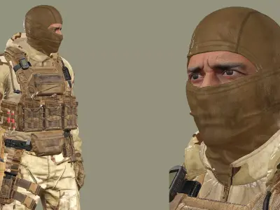 US Soldier Rigged GAME READY 02 Low-poly 3D Model Low-poly 3D model