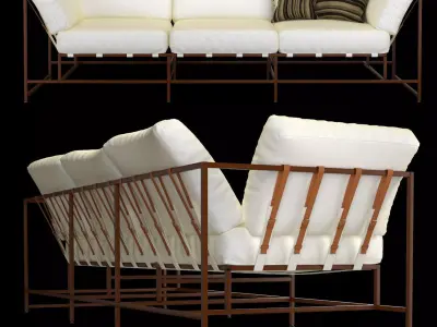 Canvas and Copper Sofa 3D model