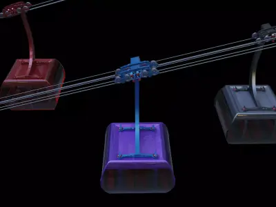 Cableway Finucular System Animated - Rigged 3D model