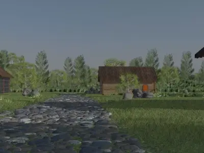 Serene Village Landscape 3D model