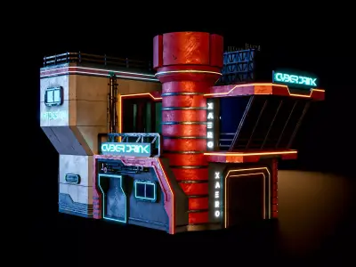 SCIFI CYBERPUNK FUTURISTIC NEON BUILDING 02 Low-poly 3D model