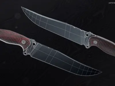 Hunter and Combat Knife Low-poly 3D model