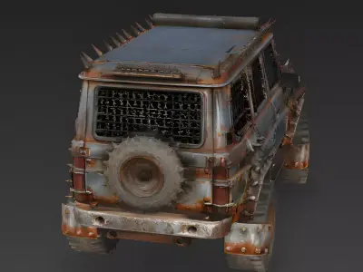 Post-Apocalyptic Armored SUV 3D Model Low-poly 3D model