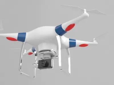 Drone flying in air Low-poly 3D model