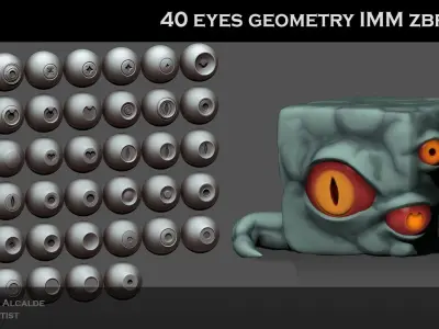 Eye Brush Gemetry IMM NEW Shapes Lowpoly for OTHER softwares Low-poly 3D model