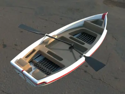 dinghy white Low-poly 3D model