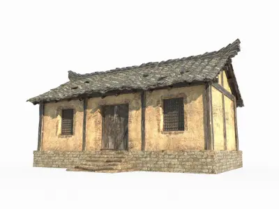 Asian ancient yellow brick houses 3D model