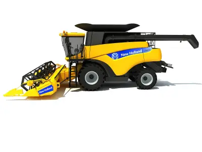 Yellow New Holland Combine 3D model