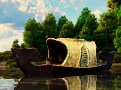 House Boat Blender ready model Low-poly 3D model