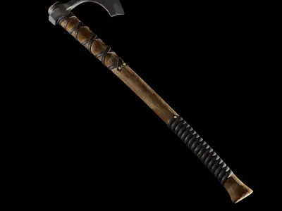 Viking bearded battle axe Low-poly 3D model