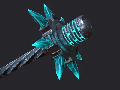Fantasy Stylish Weapon- Mace of CrystalSpike Low-poly 3D model