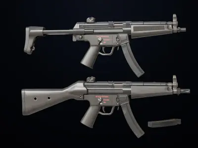  Machine Guns15 Two Black Single Mat All PBR Unity UE Textures Low-poly 3D model