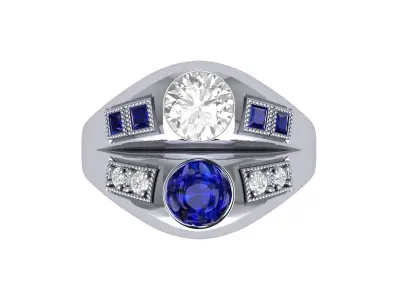 Solitair 2 Stone Ring 3D print model shop