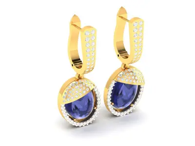 Women Oval Stone Earring 3D print model