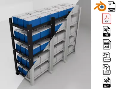 Rack With Battery - level 5 3D model