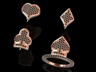  Fashion Poker Card Ring With Brilliants 3D Print Model 3D print model