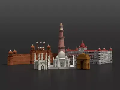 India Landmark 3D Models Bundle Historic and Iconic Pack 3D Model Collection