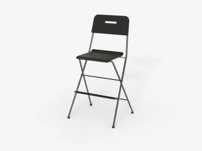 Black Steel Folding Bar Chair 3D model