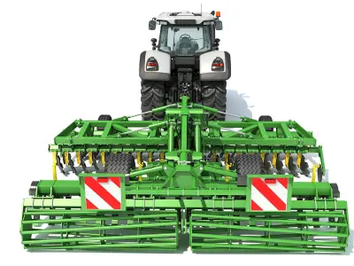 Tractor with Disc Harrow 3D model
