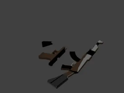 Low Poly Ak-47 And Glock 18 Free low-poly 3D model