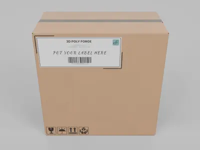 Cardboard Box R-244 - Rigged and Customizable Low-poly 3D model