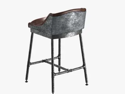 Restoration Hardware Iron Scaffold Leather Barstool 3D model