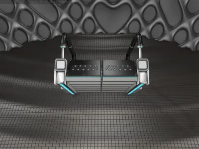 Sci-Fi Stairs - 6 - Silver Blue Neon Light Version  Low-poly 3D model