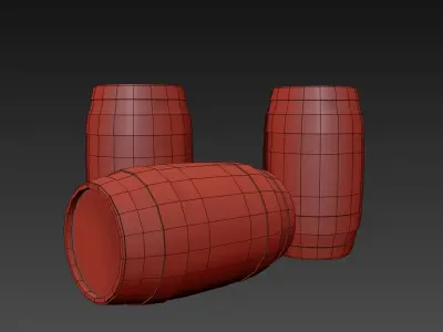 Wooden Metal Barrel Low-poly 3D model