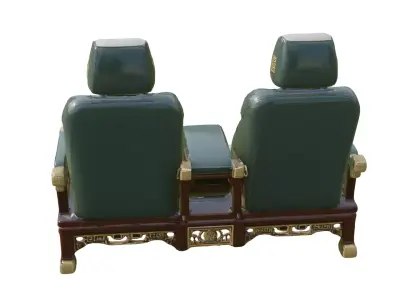 Car seat double seat decorated in ancient Chinese style Low-poly 3D model