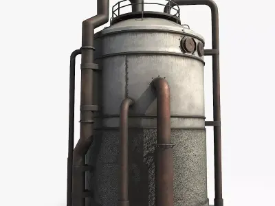Rusty Industrial Tank Low-poly 3D model purchase